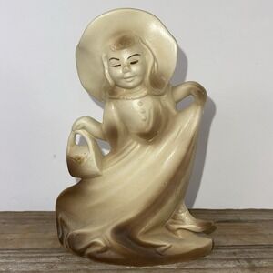 Roselane USA California Pottery Girl In Dress Hat Heels Handbag Figure Vintage